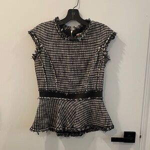 Rebecca Taylor Black and White Textured Blouse